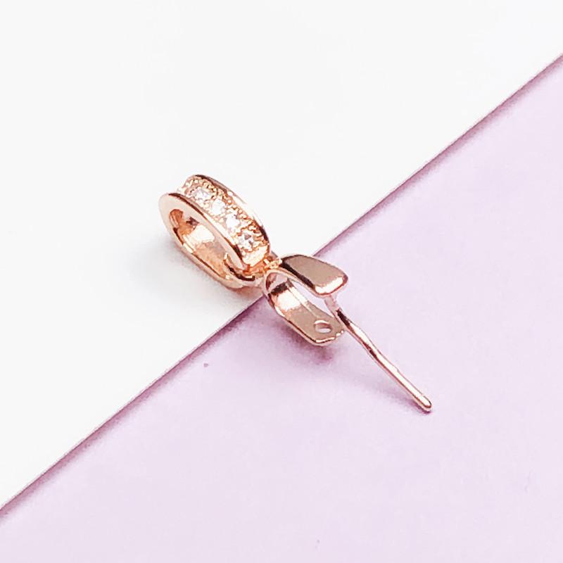 S925 Silver 18k Rose Gold Plated Melon Seed Jade Pendant Buckle Clip