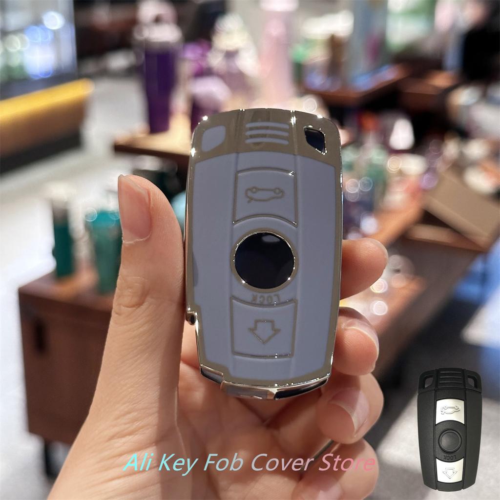 Key Fob Cover with Keychain Lanyard for BMW 1 3 5 Series E90 E92 E93 X5 X6 Z4 E90 Keyless Entry Key Fob Case Cover