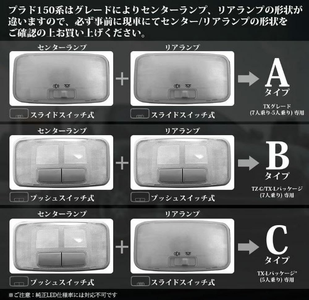 NASSKA LED Room Lamp for Prado 150 Series Land Cruiser Prado 150 TRJ and Late TX Grade and Super Includes LED special and product For and (White) -