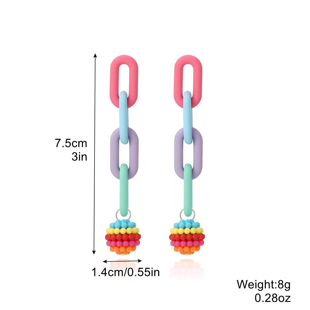 

Весенние и летние серьги Модные ветровые серьги Ins Macaron Dopamine Color Acrylic Chain Earrings Trendy Earrings 2025 Повседневные украшения
