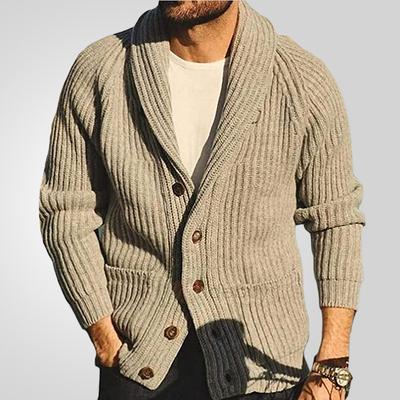 New Versatile Autumn And Winter Cardigan Men'S Retro Knitted Sweater Jacket Long Sleeved Heavy Jacquard Sweater