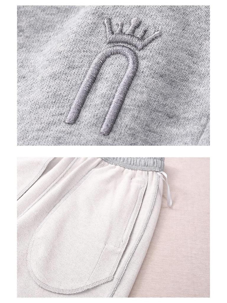 Women's Grey Cotton Fleece Sweatpants, 2025 Spring/Autumn Casual Style