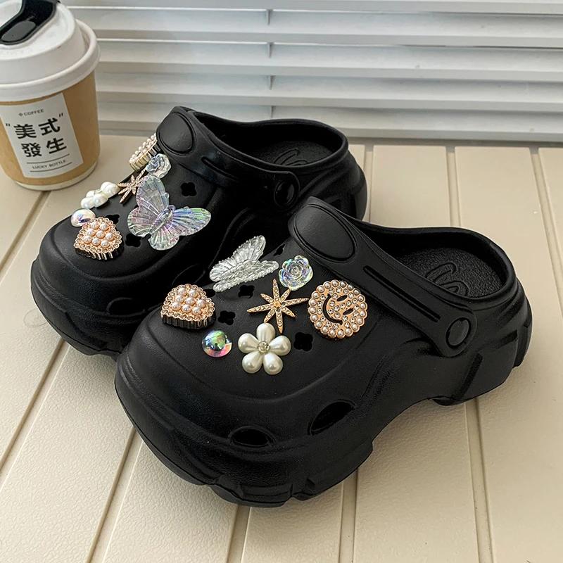 

Children s Slippers for Home Black White Versatile Girls Summer EVA Outdoor Beach Slippers Fashion Elegant Kids Princess Shoes 26-27
