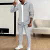 Men  Leisure  Splicing  Knitting  Zipper  Cardigan  Sweater  Set