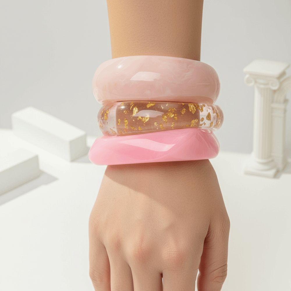 Gradient Acrylic Bracelets Translucent Chunky Cuffs Wrist Jewelry Resin Bangles Music Festival