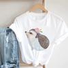 Pink Women Tshirts Casual Cute Cartoon Hedgehog Floral Graphic Print Female Tee Tops Harajuku Fashion Short Sleeve T Shirt Femme