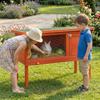 Wooden Rabbit Hutch, Guinea Pig Hutch with Asphalt Roof, Outdoor Elevated Bunny House for Rabbits, Chinchillas