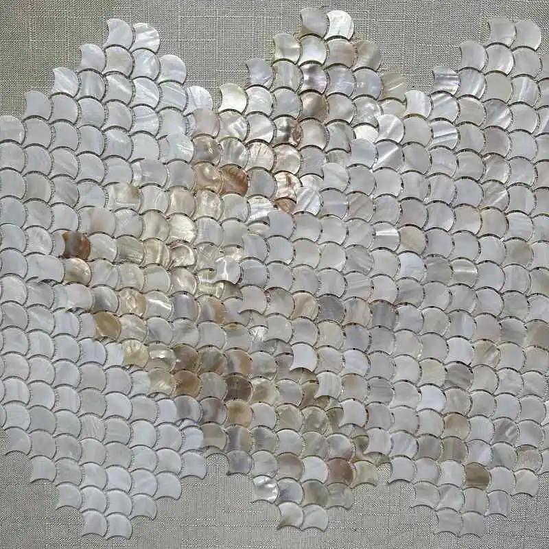 Shell Mosaic Tile Natural White Mother of Pearl Wall Backsplash Bathroom Tiles Fish Scale Sheet Kitchen 97