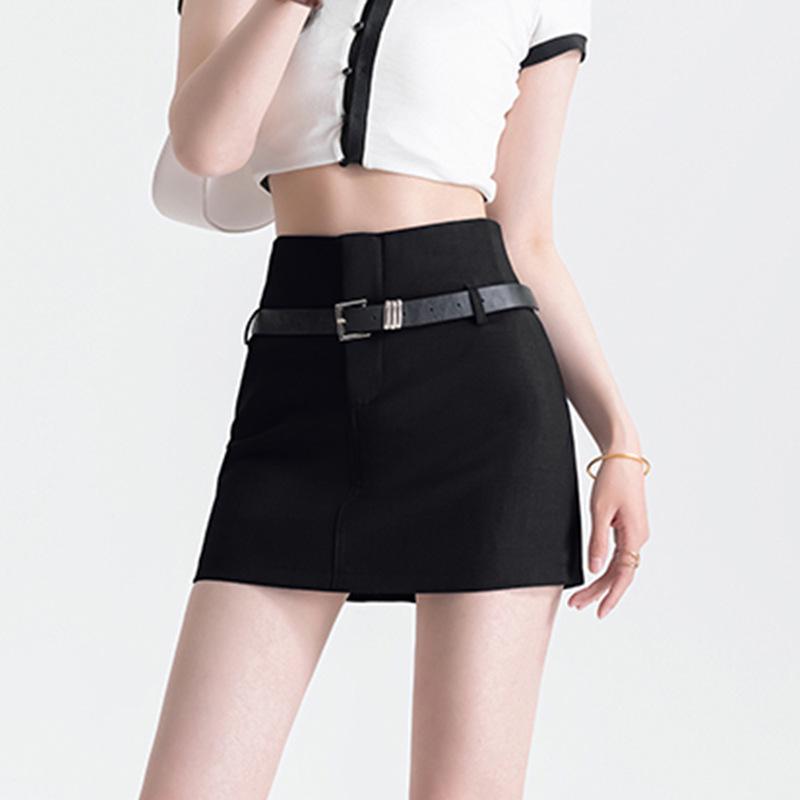 

2024 Gray High-Waisted A-Line Midi Skirt for Women - Summer Anti-Exposure Hip-Hugging Style L