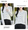 Women's Spring 2025 Lapel Cardigan Sweater - Knitwear Shirt Collar Base Layer or Outerwear Top