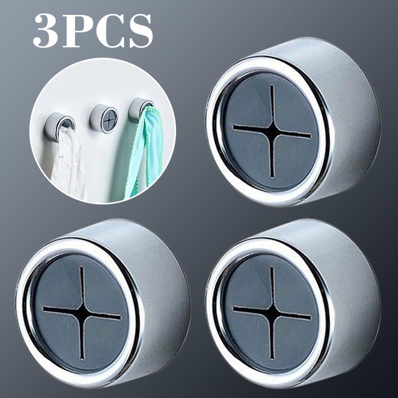 3Pcs Self-Adhesive Push In Tea Towel Cloth Holder Bathroom Kitchen Wall Hanger