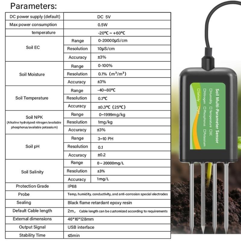 652F Landwirtschaftlicher Bodentester Mit 316L Edelstahlsonde Epoxid-Vakuumversiegelter Körper