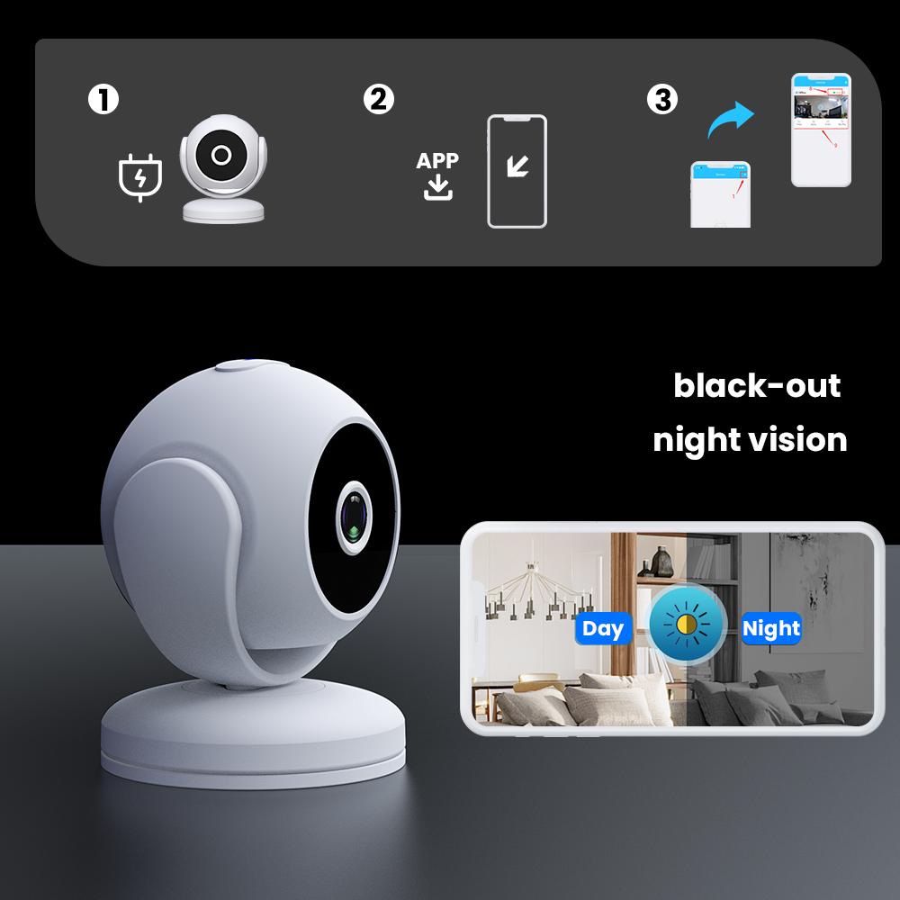 HD 170° Wide-angle Camera, 1080P Infrared Night Vision Security Surveillance, Loop Recording, Motion Detection, Video Recording Wireless WiFi Camera