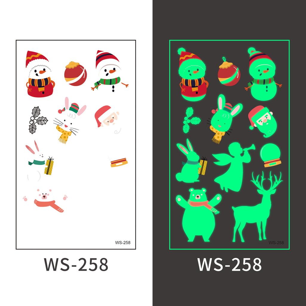 New Cross-border Christmas Luminous Tattoo Stickers Children's Cartoon Waterproof Sweat Party Holiday Green