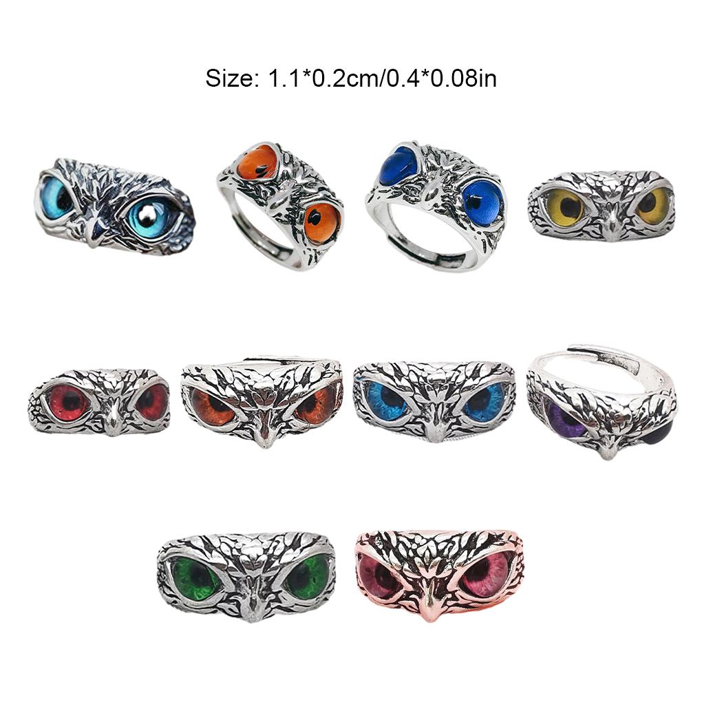 Rostfreier Eulenring aus Legierung, größenverstellbar, mit metallischem Glanz für Partys und Freizeit.