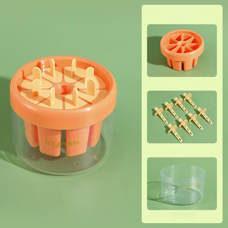 

Reusable DIY Ice Mold Ice Cream Mold Popsicle Mould 8-Grid Ice Cream Popsicle Mould Plastic Kitchen Accessories оранжевый