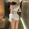Spot Korean Version of Hot Spring One-piece Swimsuit Small Fresh Hollow Mesh Conservative Korean Women's Bikini Swimsuit