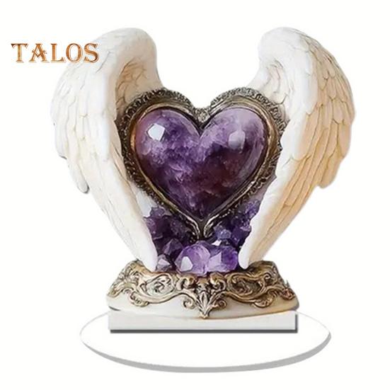 

Украшение в виде крыльев ангела в виде сердца, 2D акриловое украшение в виде крылатого сердца, знак в виде сердца любви, центральный элемент для домашнего офиса, украшение стола на День святого Валентина разноцветный