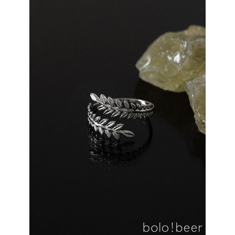 Bolo Simple European and American Style Open Adjustable Branches Leaf Ring Male Special-Interest Design Female Cold Ring Does Not Fade
