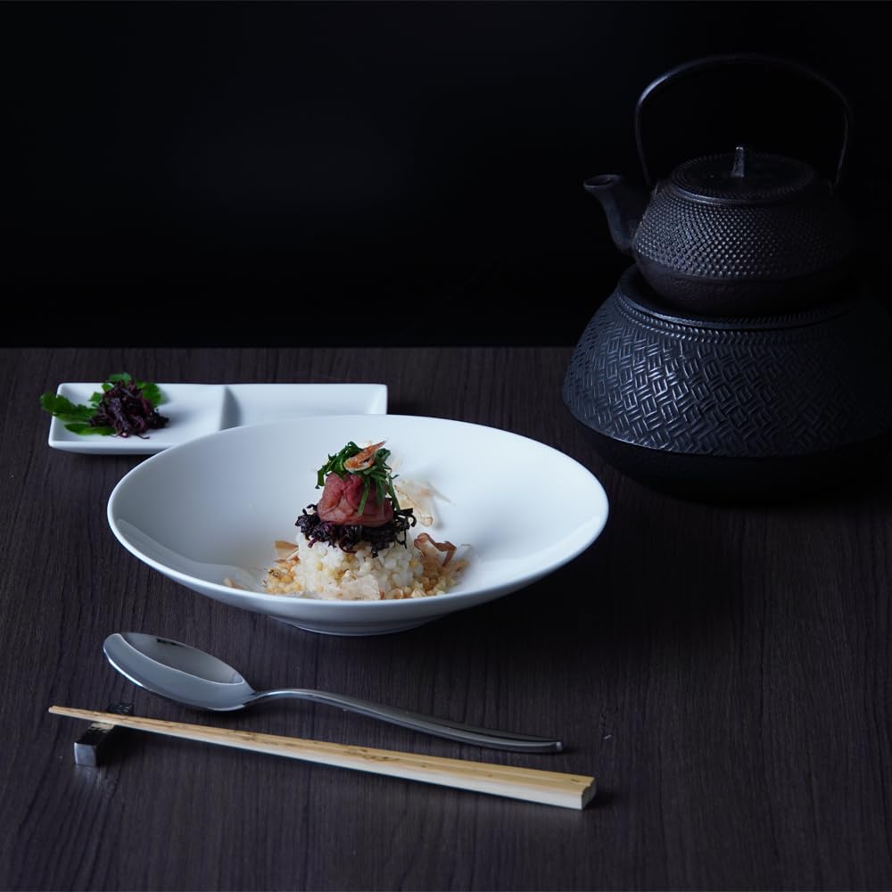 NARUMI Waltz Plate, 22cm, White, Simple Design, Perfect for Pasta or Curry, Deep, Microwave-Safe, Dishwasher-Safe, 52215-5980