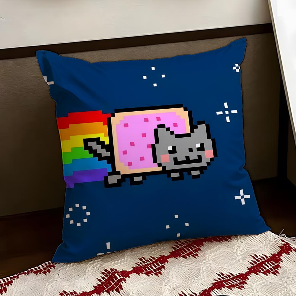 Nyan Cat Cushion Cover Reversible Soft Durable Pillow Cover Home  Car MultiScene Use for Daily Comfort