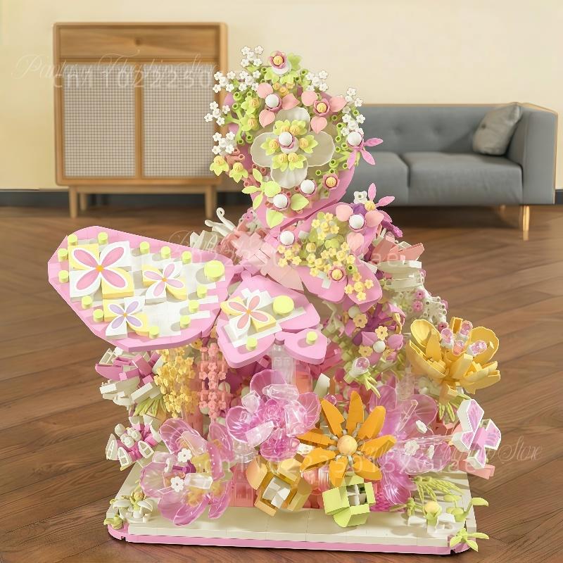 New Butterfly Building Blocks Assembly Simulation Flower DIY Model Assembly Toys Desktop Decoration Children's Birthday Gift