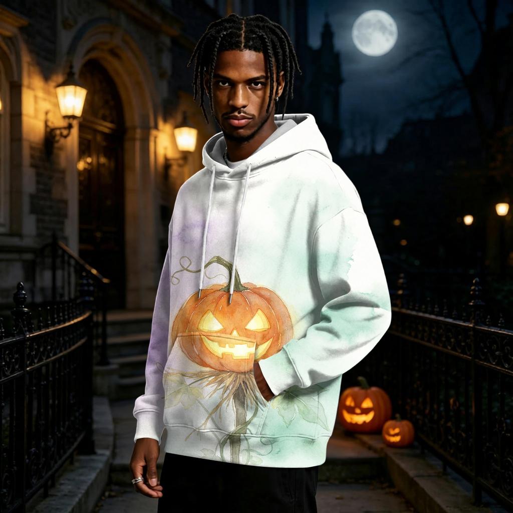 Men's Halloween Print Pullover Hoodie Long Sleeve Sweatshirt