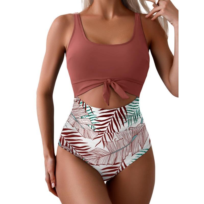 2026 European Beautiful Women's One-piece Swimsuit Belly Slim Swimsuit Hollow Lace-up Swimsuit