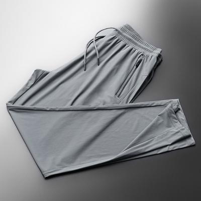 Men Sport Pants Solid Color Breathable Deep Crotch Loose Drawstring Exercise Ankle-banded Zipper Pockets Mesh Men Sweatpants Male Clothes