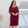 Women Dress Summer Long Sleeve Lace Woman Long Dresses Casual O-neck Big Size Dresses