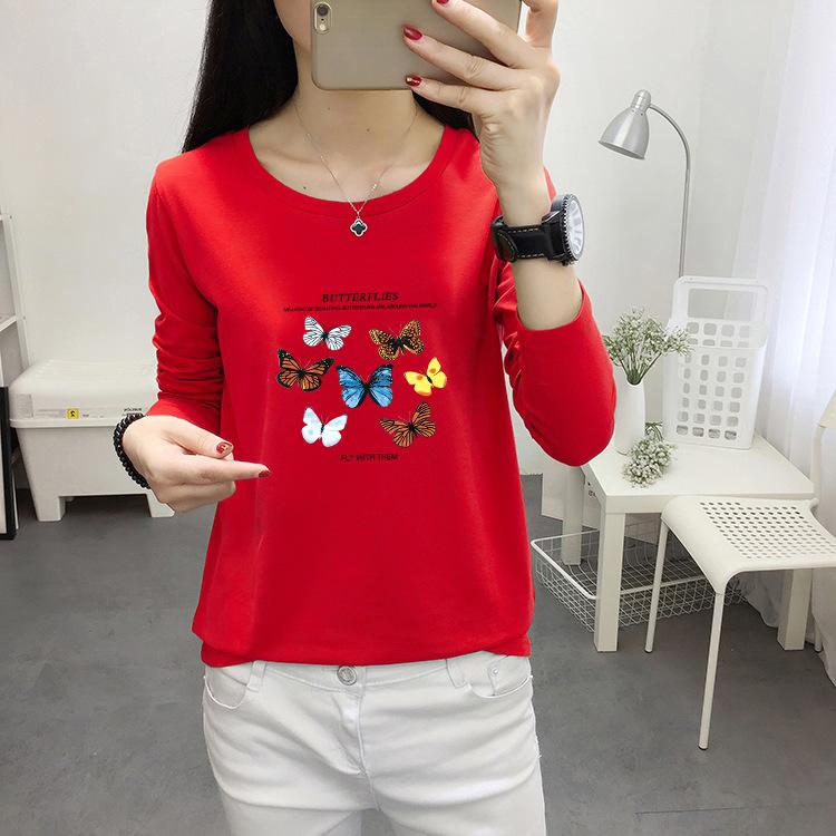 Women Crew Neck Long Sleeve T‑Shirt Loose Large Size Animal Print Pullover Casual Fall Base Top