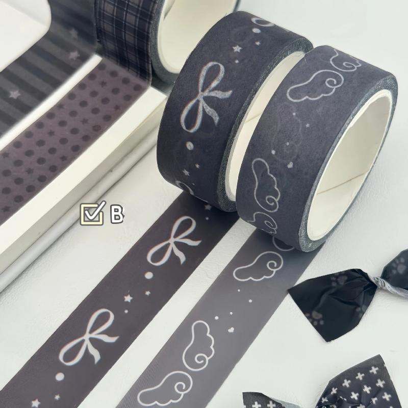Wing Bow Grid Themed Decorative Tape Set 2/3Pcs INS Style Cute Adhesive Tapes for Journaling Gift Packing DIY Handcrafts