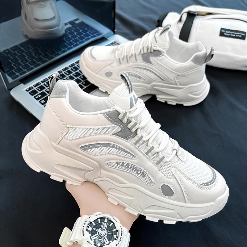 Summer Running Casual Dad Shoes Mesh Breathable New Heightening Sports White Shoes