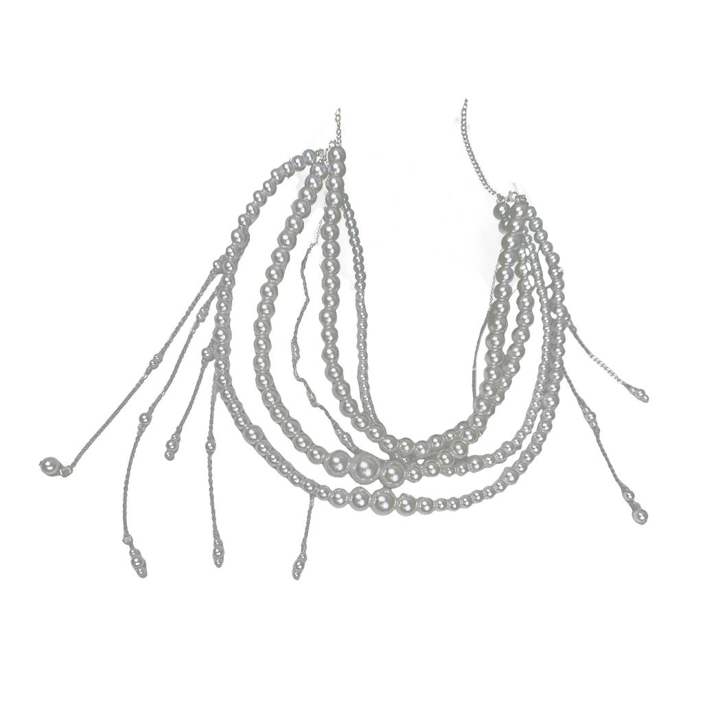 Trendy Long Metal Pearl Waistband Silver Hip Belly Chain for Women Perfect for Sweater Dresses and Rave Outfits