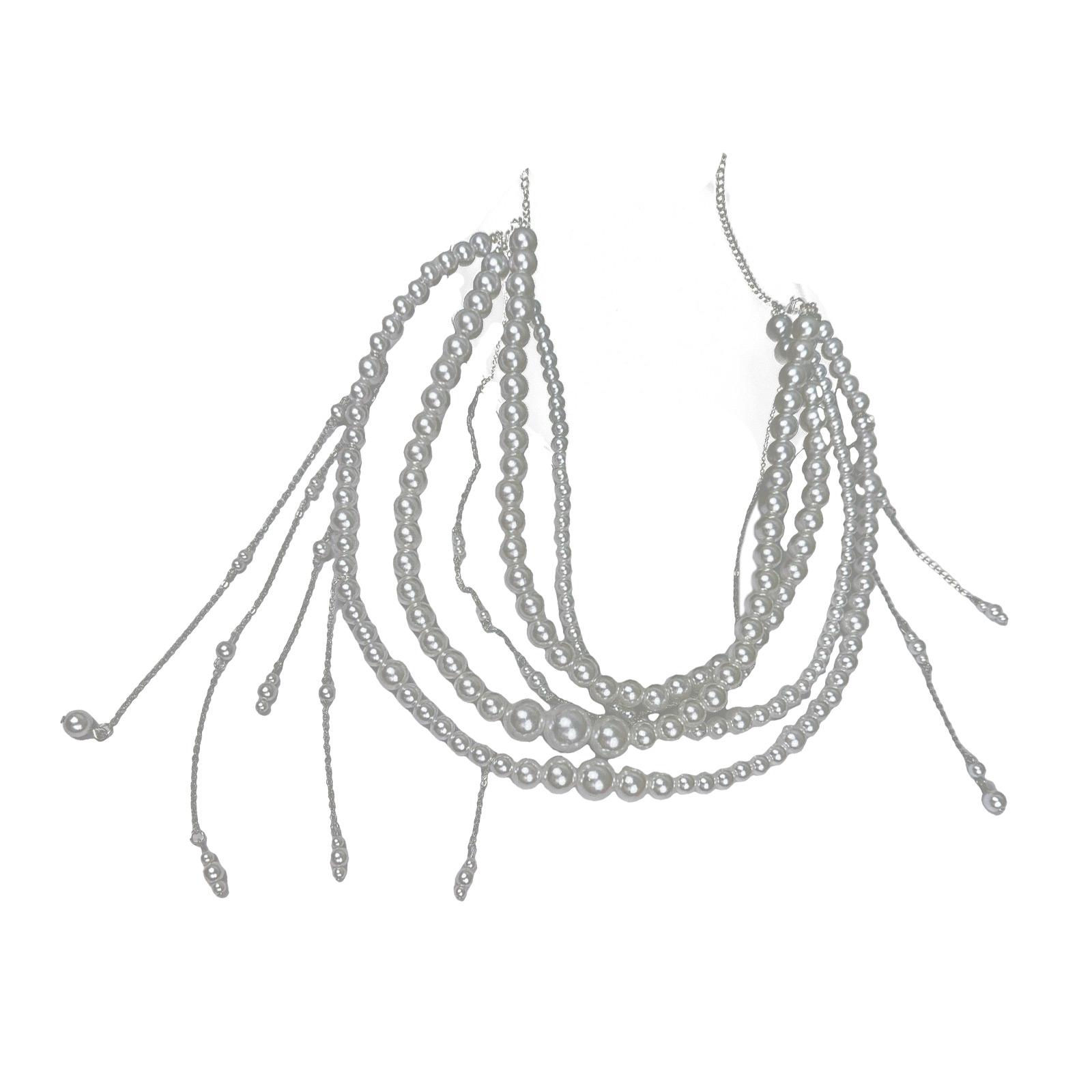 

Модный длинный металлический пояс-цепочка с жемчугом серебристого цвета для женщин, идеально подходит для платьев-свитеров и рейв-нарядов T2