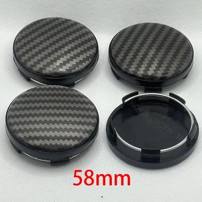 4 Pièces/Ensemble 58mm 3D Fibre de Carbone Cache-Moyeux de Roue de Voiture Cache-Moyeu de Jante de Voiture Noir Argent Cache-Moyeu Couvercles Anti-Poussière Accessoires de Voiture