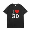2026 Summer New I LOVE GD Flat T-shirt 100% Cotton Short-sleeved Casual T-shirt Letter Print Commemorative Concert Merch T-shirt