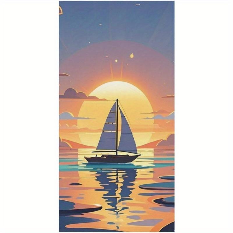 

Beach Towel Sunset Sailboat Printed Pattern Sun Protection Windproof Suitable For Pool Camping Travel Blanket W30*H60(CM)