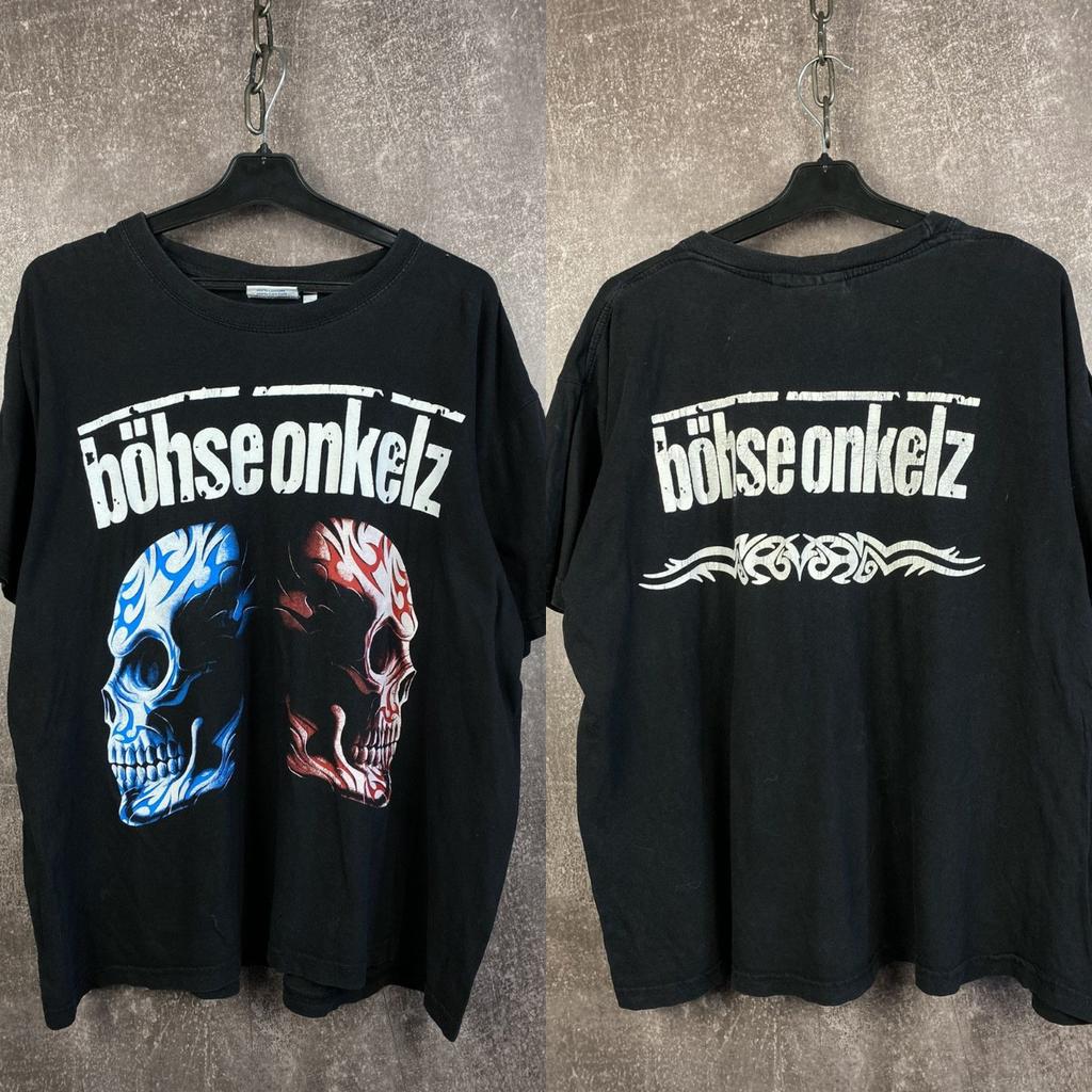 Band Tees × Vintage Böhse Onkelz Vintage 90s Rock Band Tee Tour T-Shirt Size Onkelz Global Tour T-shirt Street Hip Hop Oversized Y2k Casual Clothing