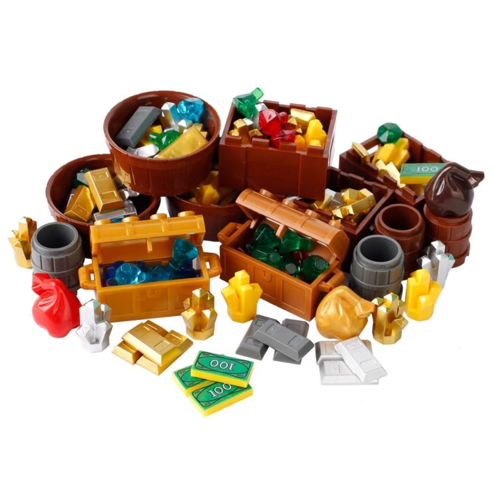 City Treasure Building Blocks MOC Dollar Cash Gold Silver Mine Egg Transparent Diamond ATM Machine Safe Money Bag DIY Toys K037