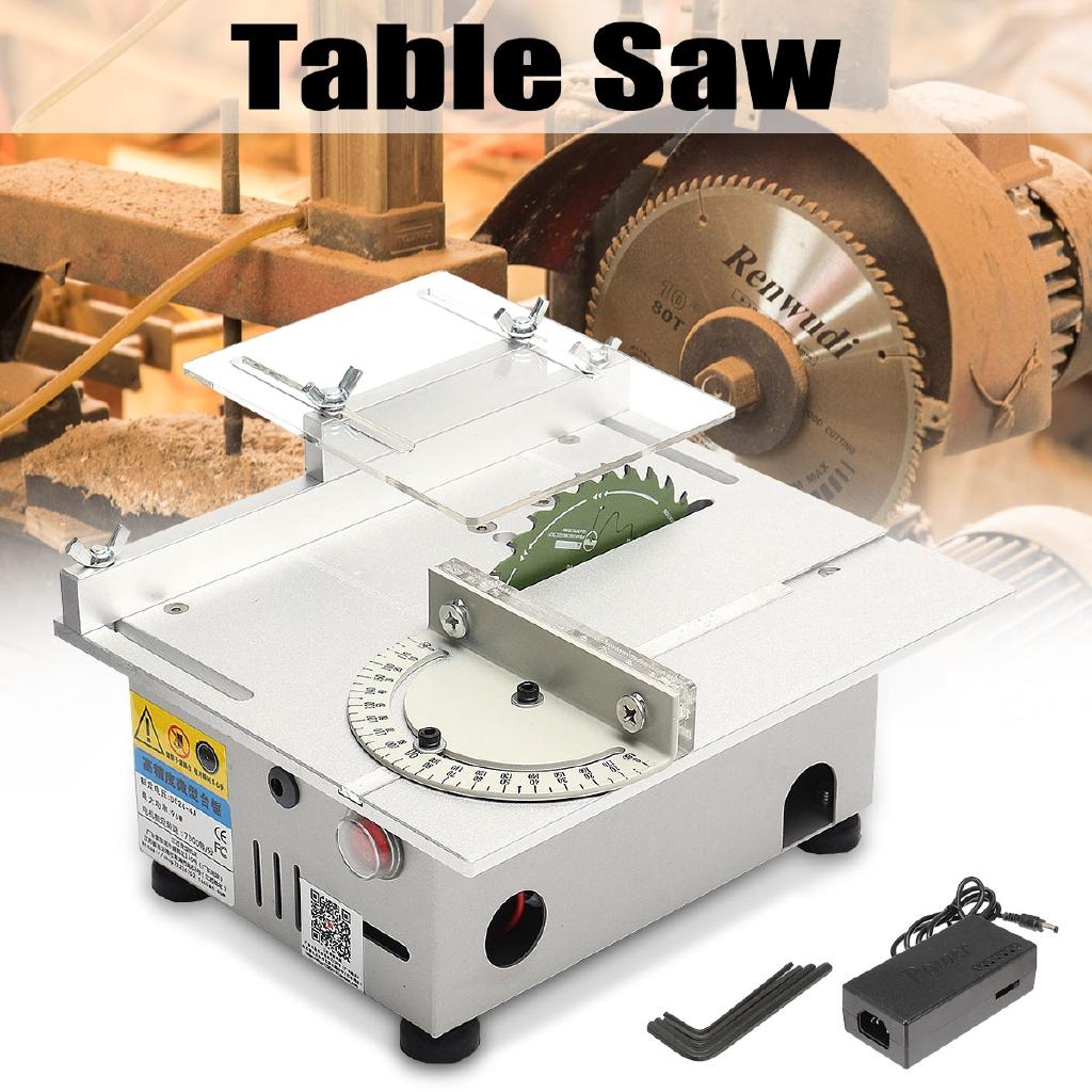 DC12-24V Small Table Saw Blade DIY Woodworking Cutting Machine Cutting Electric Saw Tool with Power Adapter