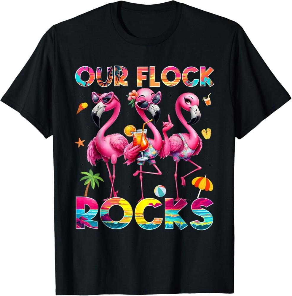 Our Flock Rocks Flamingo Summer Vacation Family Matching T-Shirt Unisex T-Shirt S