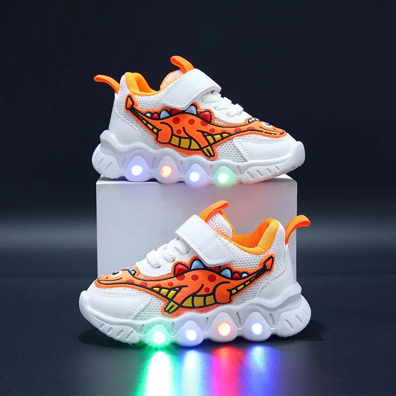 

Tennis Shoe LED Children Trainer Cartoon Boy Casual Sneaker for Boy Kid Shoe for Girl Mesh Breathable Shoe Baby Illuminated Shoe 21 insole 13.3cm