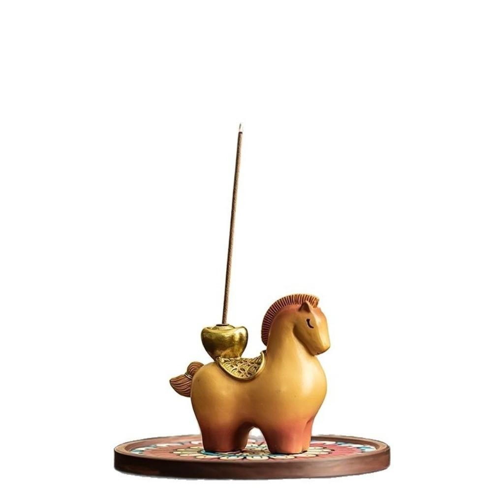 Resin Material Zodiac Pony Incense Burner Ornamental Design Creative Incense Stick Holder Horse Year Ornament 2026 Horse Year