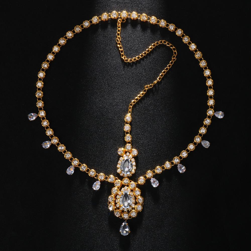 Vintage Trend Rhinestone Head Chain Forehead Headband Indian African Bohemian Hair Accesories Crystal Fringe Tiara Headdress