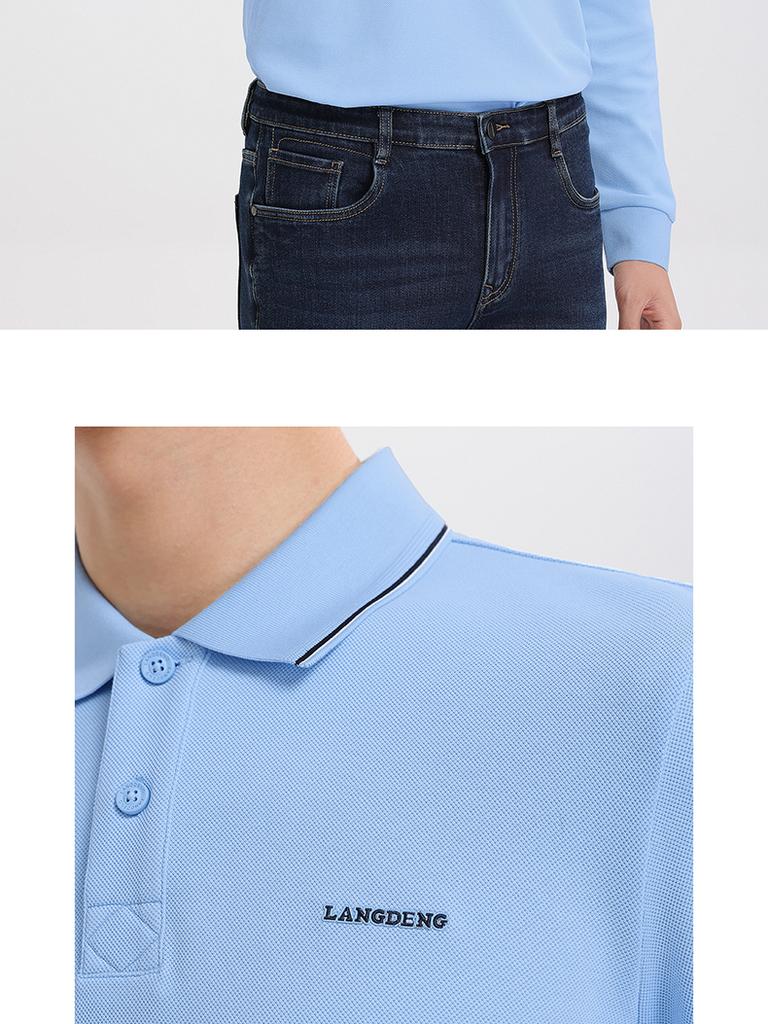 Langdeng Official 2025 Autumn New Casual Collar T-shirt Elastic Sports PO
