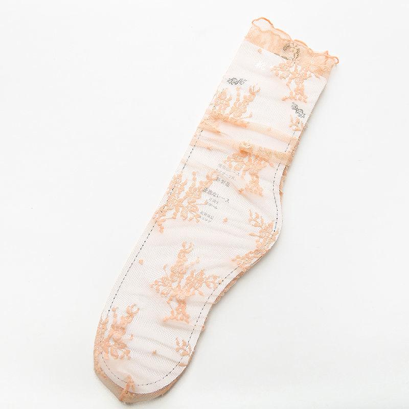 Lace Stocking Women's Middle Tube Mesh Hollow Lace Pile Stocking Summer Thin Transparent