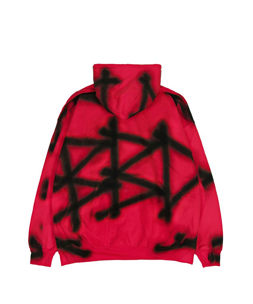 Black Blond Vividi Sprayed Custom Hoodie Gildan Version (Red)