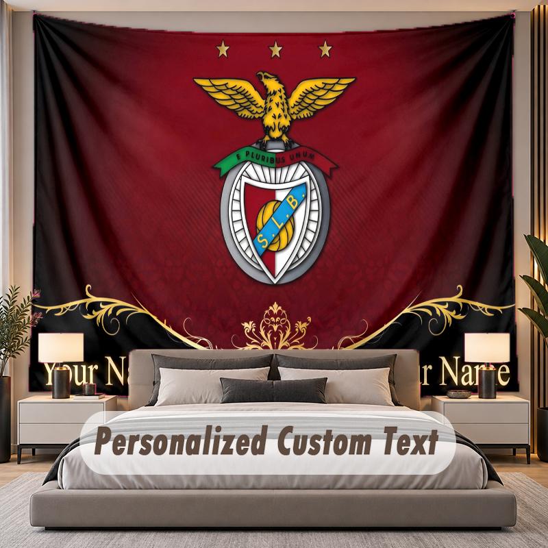 Tapisserie Murale Personnalisée avec Nom et Texte Benfica FC en Polyester pour Chambre à Coucher et Pièce