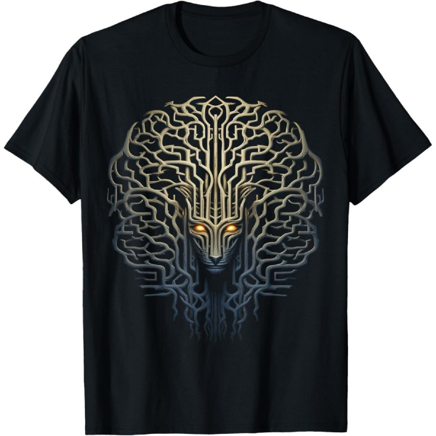 Dragon Sculpture Tree Animal Mandala Art Dragon T-Shirt S